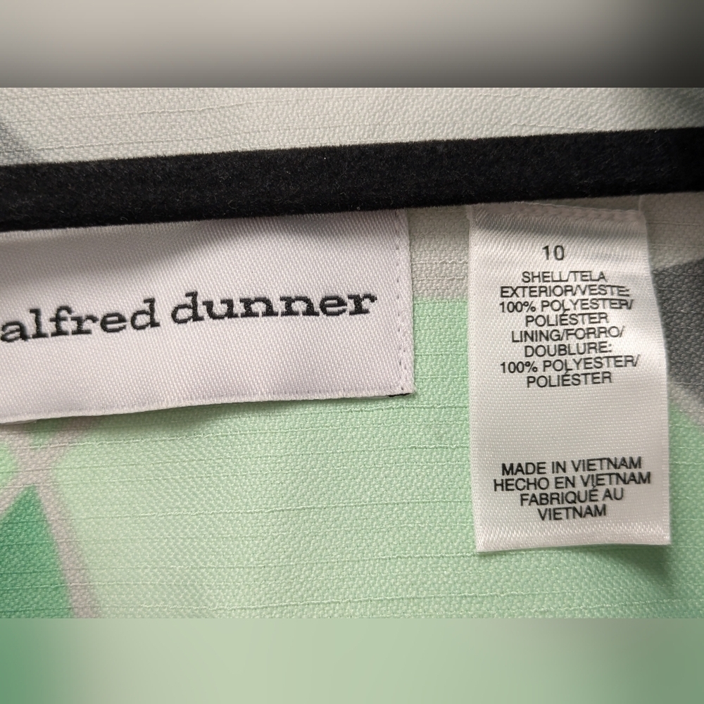 Vintage Alfred Dunner Green/White Abstract Open Blazer sz 10 Business Office - Picture 2 of 8